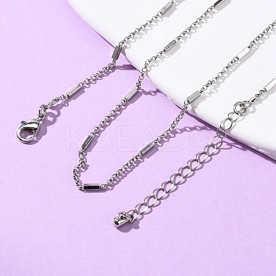 Brass Cuboid Link Rolo Chain Necklaces MAK-L045-02P-1