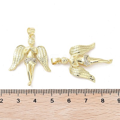 Rack Plating Angel Brass Micro Pave Cubic Zirconia Pendants KK-E102-12G-1