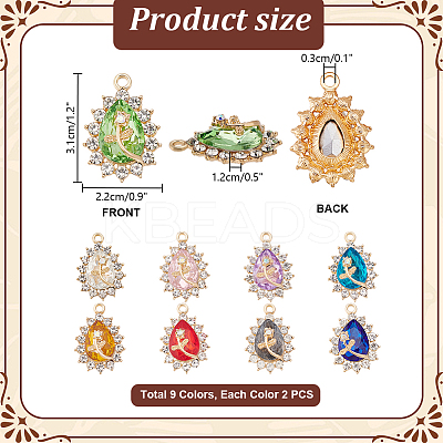 18Pcs 9 Colors Glass Pendants FIND-PH0022-22-1