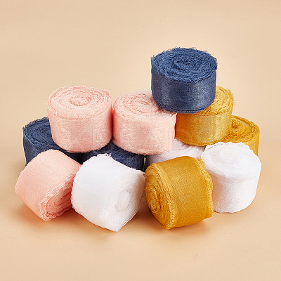 5 Rolls 5M Satin Frayed Ribbon SRIB-DR0001-01D-1