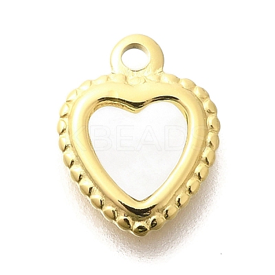 Ion Plating(IP) 304 Stainless Steel Pave Shell Heart Charms STAS-K263-72G-1