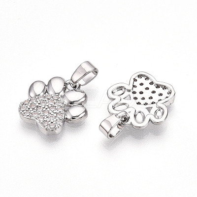Brass Micro Pave Cubic Zirconia Pendants KK-T070-85P-1