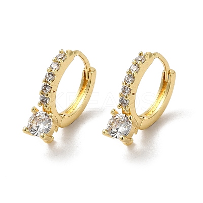 Rack Plating Brass Micro Pave Cubic Zirconia Hoop Earrings Finding KK-E084-66G-1