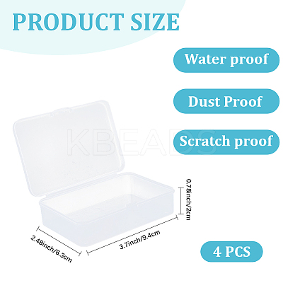 4Pcs Plastic Card Storage Boxes with Hinged Lids CON-CP0001-017-1