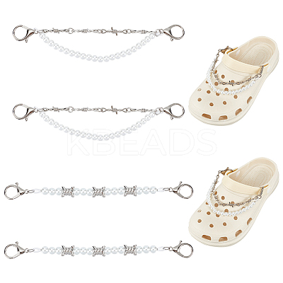 4Pcs 2 Style Punk Style Barbed Wire Alloy Link Shoe Chains DIY-WR0002-63-1