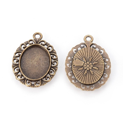 Tibetan Style Pendant Cabochon Settings LS-TIBEP-R099-AB-FF-1