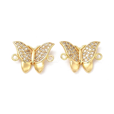 Brass Micro Pave Cubic Zirconia Connector Charms KK-H441-57G-1