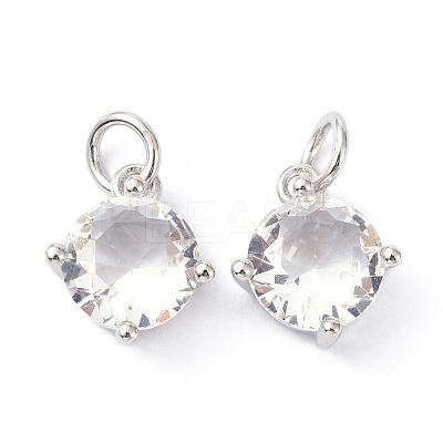 Brass Cubic Zirconia Charms ZIRC-C022-05P-1
