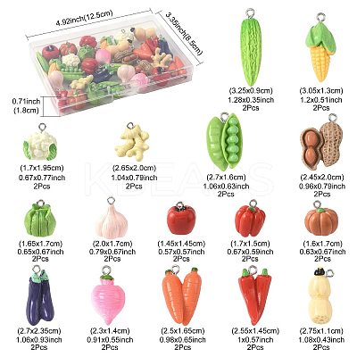 32Pcs 16 Styles Resin Iron Pendants RESI-FS0002-26-1