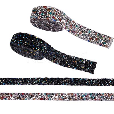 4 Yards 4 Styles Glitter Resin Hotfix Rhinestone(Hot Melt Adhesive On The Back) DIY-SZ0002-30-1