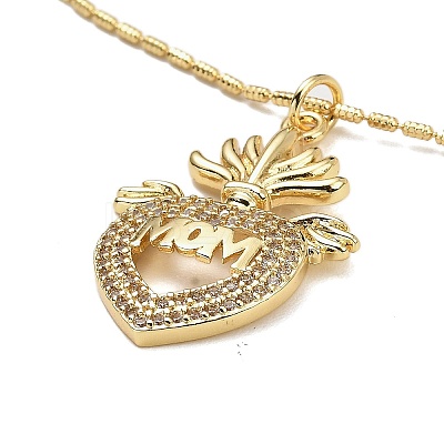 Golden Plated Brass Micro Pave Clear Cubic Zirconia Pendant Necklaces LS-NJEW-L178-01G-02-1