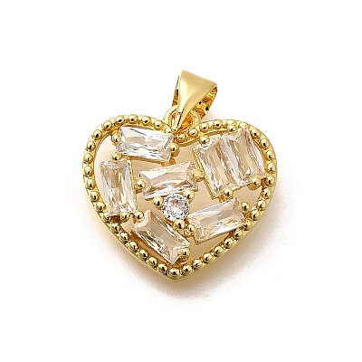 Rack Plating Brass Micro Pave Cubic Zirconia Pendants KK-L226-001G-04-1