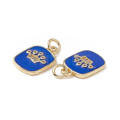 Brass Micro Pave Cubic Zirconia Enamel Pendants KK-E068-VB149-1-1