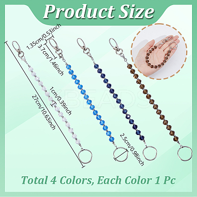 4Pcs Alloy & Acrylic & Glass Keychain KEYC-NB00023-1