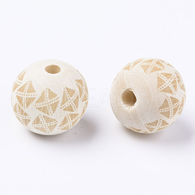 Unfinished Natural Wood European Beads LS-WOOD-S057-021B-1