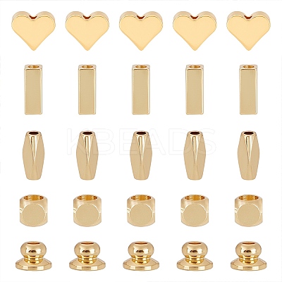 40Pcs 5 Style Brass Bead Caps & Beads KK-CA0001-61G-1