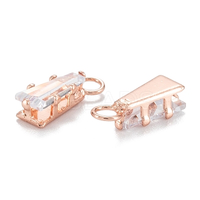 Brass Clear Cubic Zirconia Charms ZIRC-G170-10-1