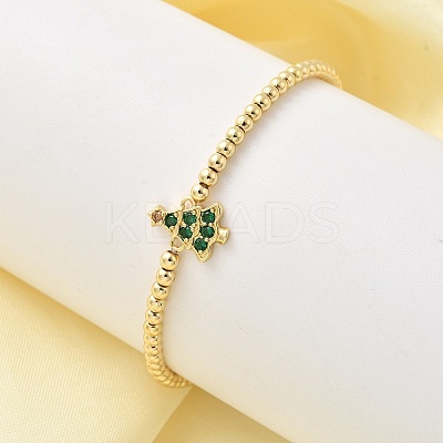 Christmas Brass Micro Pave Cubic Zirconia Link Bracelets BJEW-K289-01B-G-1