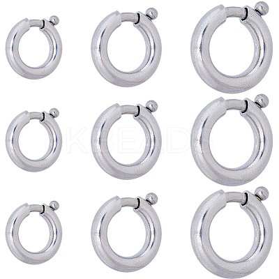 15Pcs 3 Styles 316 Surgical Stainless Steel Spring Gate Rings STAS-BBC0007-83-1