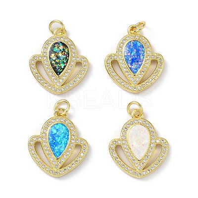 Brass Micro Pave Cubic Zirconia Pendants KK-A197-27G-1