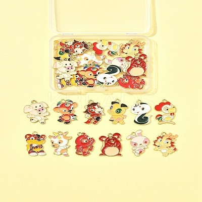 24Pcs 12 Styles Alloy Enamel Pendants ENAM-FS0002-86-1