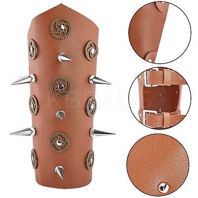 Imitation Leather Punk Style Cuff Wristband for Bikers AJEW-WH0258-905A-1