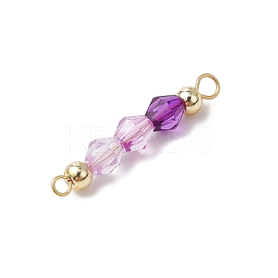 15Pcs 5 Colors Acrylic Bicone Beaded Connector Charms PALLOY-JF03476-1