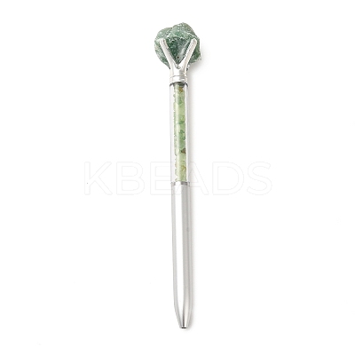 Raw Natural Green Aventurine Chip on Top Ball-Point Pen AJEW-G063-01E-1