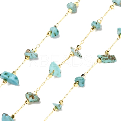 3.28 Feet Handmade Synthetic Turquoise Beaded Chains X-CHC-I026-D-01G-1