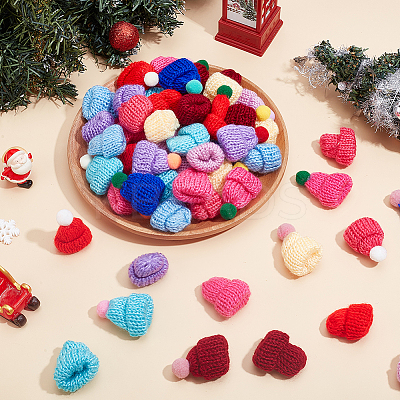 60Pcs 20 Styles Mini Knitting Wool Yarn Hats AJEW-HY0001-82-1