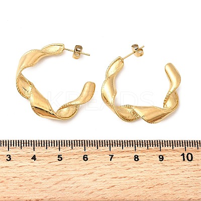 304 Stainless Steel Twist C-Shaped Stud Earrings EJEW-A139-01G-1