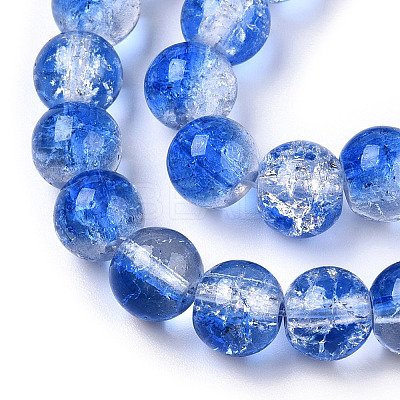 Two-Tone Crackle Baking Paint Transparent Glass Beads Strands CCG-T004-8mm-04-1