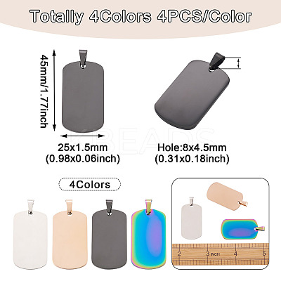 16pcs 4 Colors 304 Stainless Steel Pendants STAS-CW0001-09-1