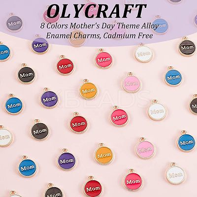 80Pcs 8 Colors Mother's Day Theme Alloy Enamel Charms ENAM-OC0001-07-1
