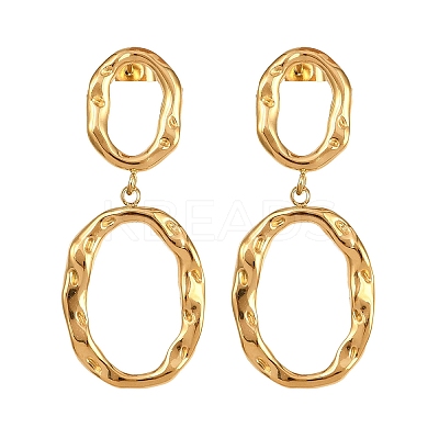 304 Stainless Steel Oval Dangle Stud Earrings EJEW-I320-20G-1