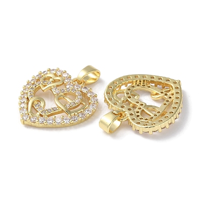 Rack Plating Brass Micro Pave Cubic Zirconia Pendants KK-K340-04G-1