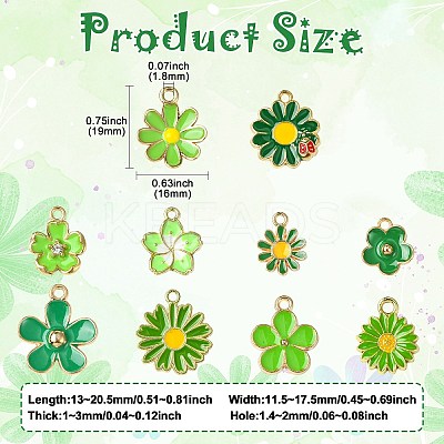 60Pcs 10 Styles Golden Tone Alloy Enamel Pendants FIND-CJ0003-48-1