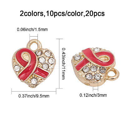 20Pcs 2 Colors Alloy Rhinestone Pendants FIND-CA0007-26-1