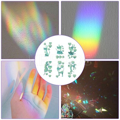 6PCS PVC Stickers Dazzling Color Window Stickers 3D Laser Puppy And Heart Shapes Electrostatic Glass Window Stickers JX834A-1