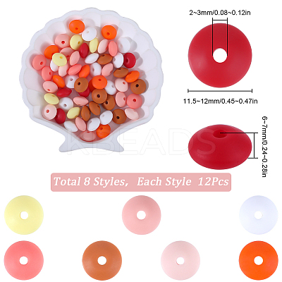 96Pcs 12 Colors Food Grade Eco-Friendly Silicone Abacus Beads SIL-SC0001-87B-1