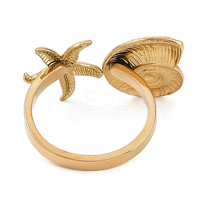 304 Stainless Steel Open Cuff Rings for Women RJEW-A049-06G-1
