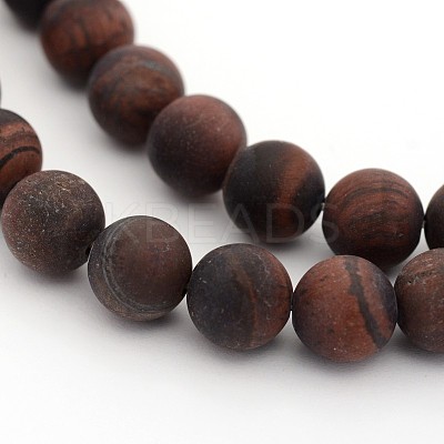 Frosted Natural Tiger Eye Round Bead Strands X-G-M272-16-8mm-1