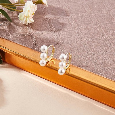 Triple Shell Pearl Beaded Hoop Earrings JE1001A-1