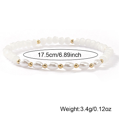 4Pcs 4 Styles Fashion Plastic Imitation Pearl & Natural Freshwater Pearl & Glass Beaded Stretch Bracelets SF7008-1-1