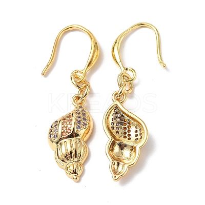 Colorful Cubic Zironia Conch Shape Dangle Earrings EJEW-B017-20G-1