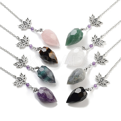 Natural Mixed Stone Teardrop Dowsing Pendulums G-K338-11P-1