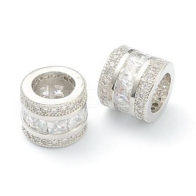 Brass Clear Cubic Zirconia European Style Beads ZIRC-B010-01P-1