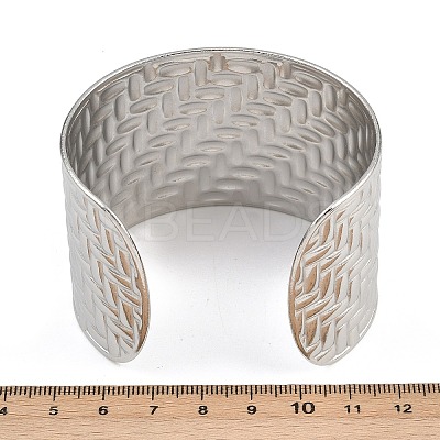 Braided 304 Stainless Steel Cuff Bangles for Women BJEW-P362-04P-1