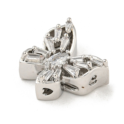 Brass Micro Pave Clear Cubic Zirconia Beads KK-Z057-08P-1