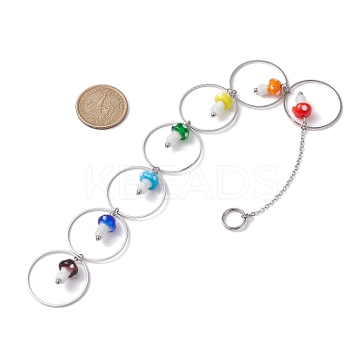 Chakra Mushroom Handmade Lampwork Pendant Decorations HJEW-JM01648-01-1
